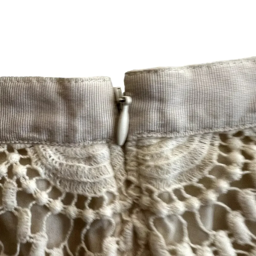 Club Monaco Crochet Lace Mini Skirt Cream Boho Coastal Size 4